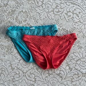 Mossimo Womens Size small Crochet Swimsuit Bikini Bottom Turquoise Swim Bottoms